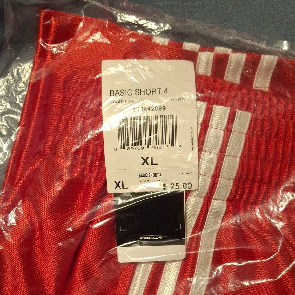 Adidas Red and White Athletic Shorts